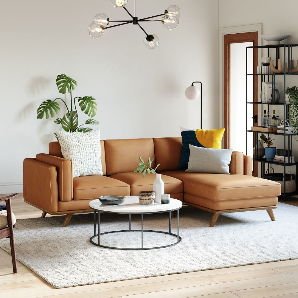 Zander Leather 2-Piece Chaise Sectional | West Elm (US)