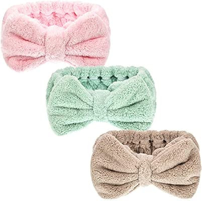 Hicarer 3 Pack Microfiber Bowtie Headbands Makeup Headbands Wash Spa Yoga Sports Shower Facial Ad... | Amazon (US)