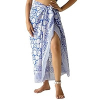 100% Cotton Sarong Cover Up for Women Indian Block Print Beach Wrap Skirt Long Boho Swimsuit Biki... | Amazon (US)