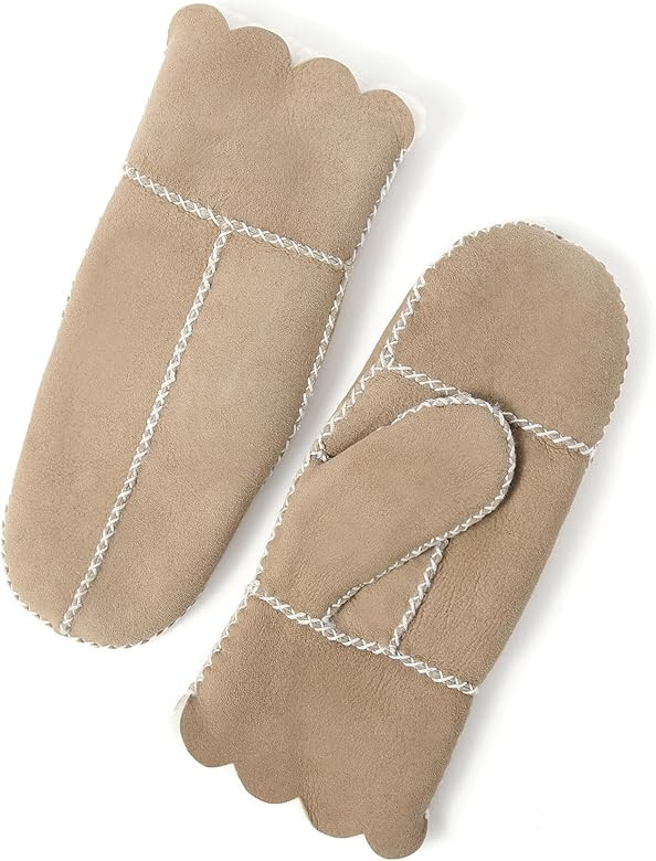 YISEVEN Women’s Winter Sheepskin Leather Shearling Mittens | Amazon (US)