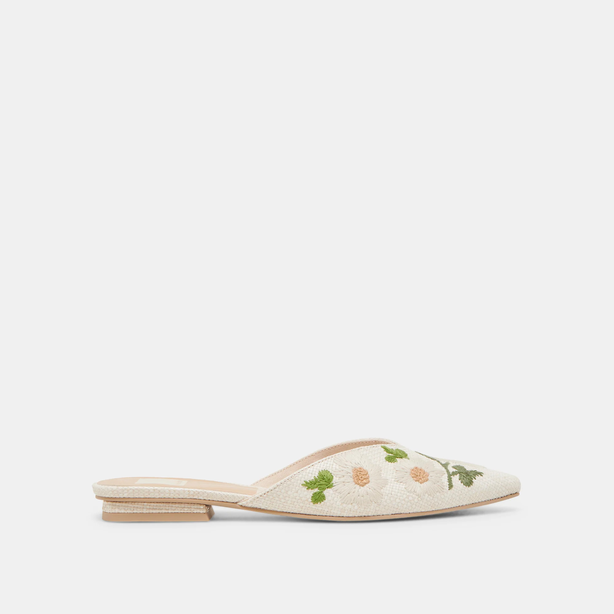 Elm Flats White Floral Raffia | DolceVita.com