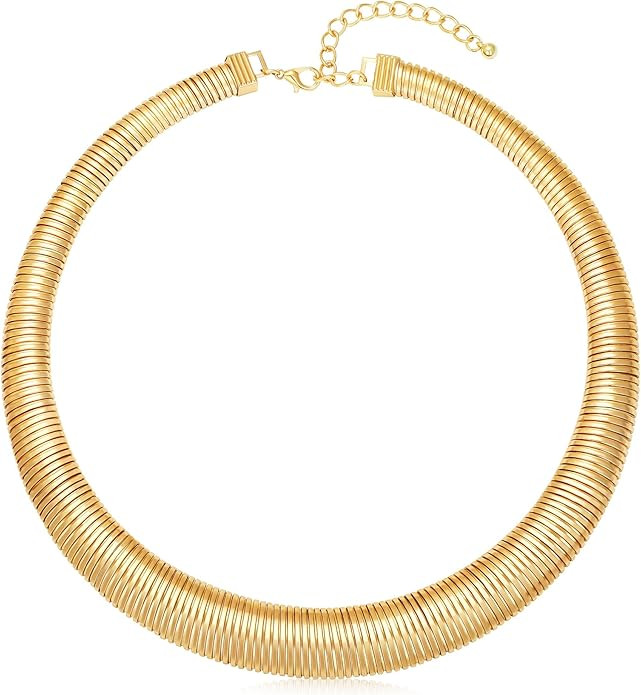 MISS RIGHT Chunky Gold Chain Statement Choker Necklace for Women Trendy, 14K Gold Plated Thick Sn... | Amazon (US)
