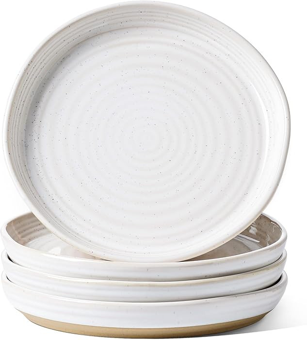 LE TAUCI Ceramic Salad Plates Set of 4, 8 Inch Modern White Dessert Plate Set for Appetizer, Brea... | Amazon (US)
