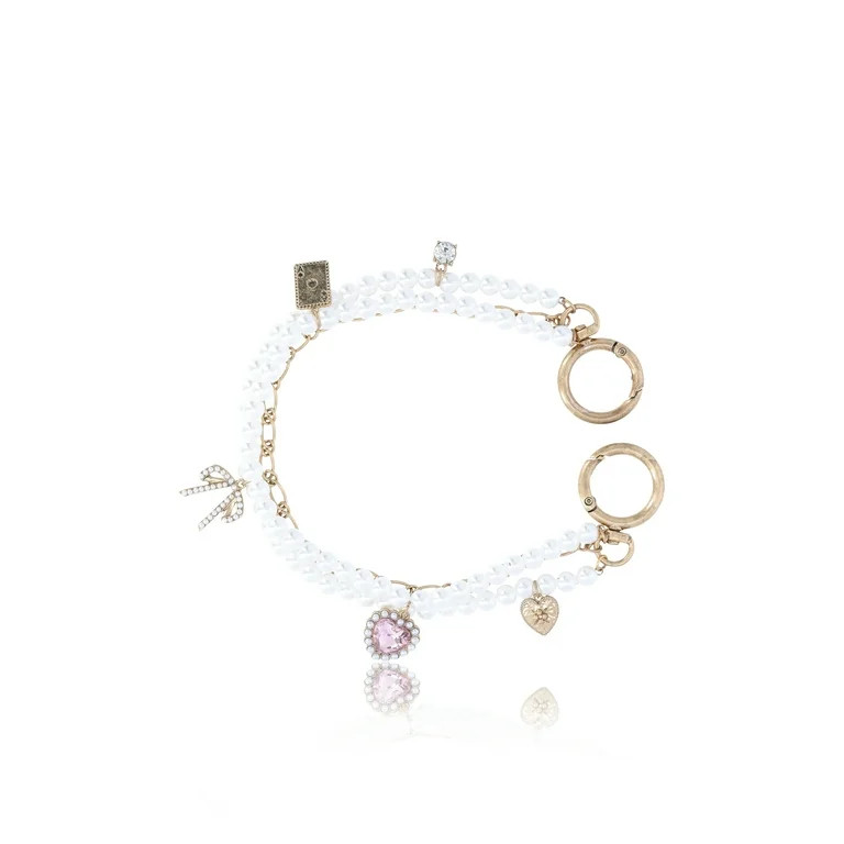 No Boundaries Gold-Tone and Faux Pearl Multi Row Charm Chain, 1-Piece, Women’s | Walmart (US)