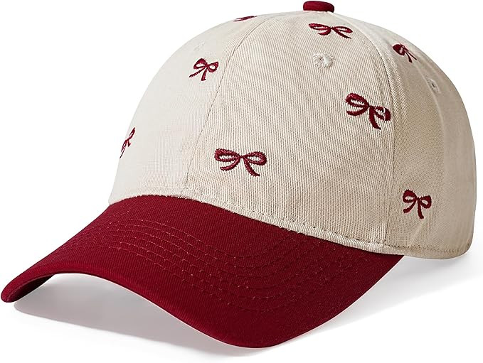 Jeasona Bow Embroidery Baseball Cap Hat, Romantic Trendy Trucker Hat | Amazon (US)
