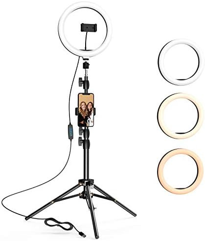 10.2 inch Selfie Ring Light with Tripod Stand & 2 Phone Holders, LETSCOM Dimmable Led Beauty Came... | Amazon (US)