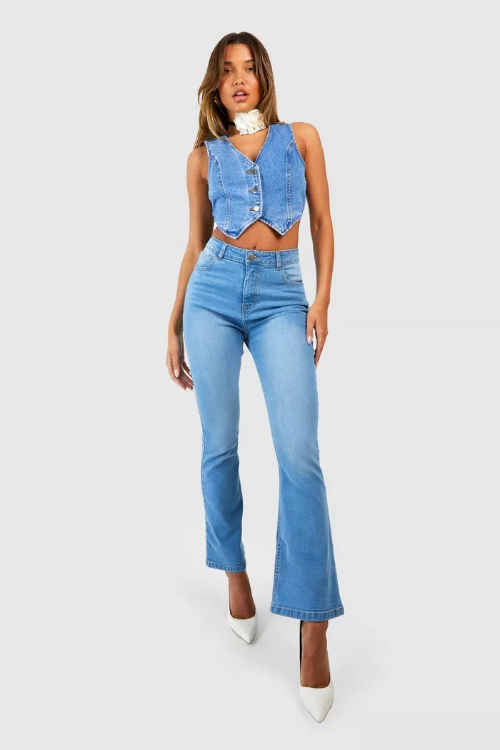Butt Shaper Stretch Flared Jeans | Boohoo.com (UK & IE)