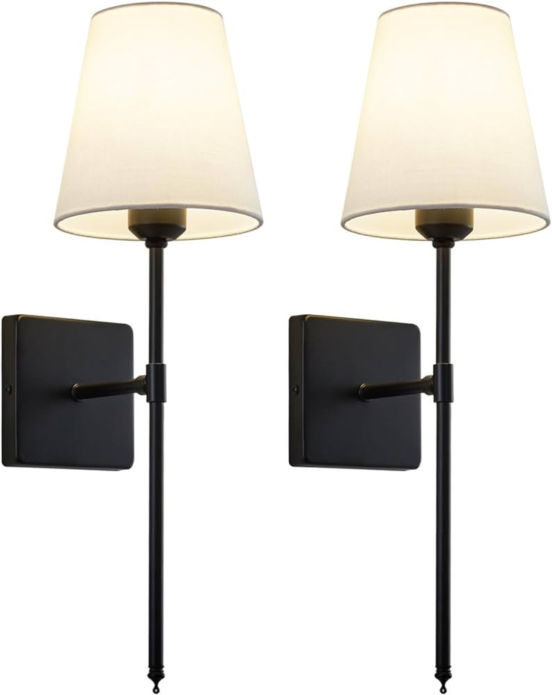 CCKZQYR Wall Sconces Sets of 2, Bathroom Vanity Sconces Wall Lighting with White Fabric Shades, H... | Amazon (US)