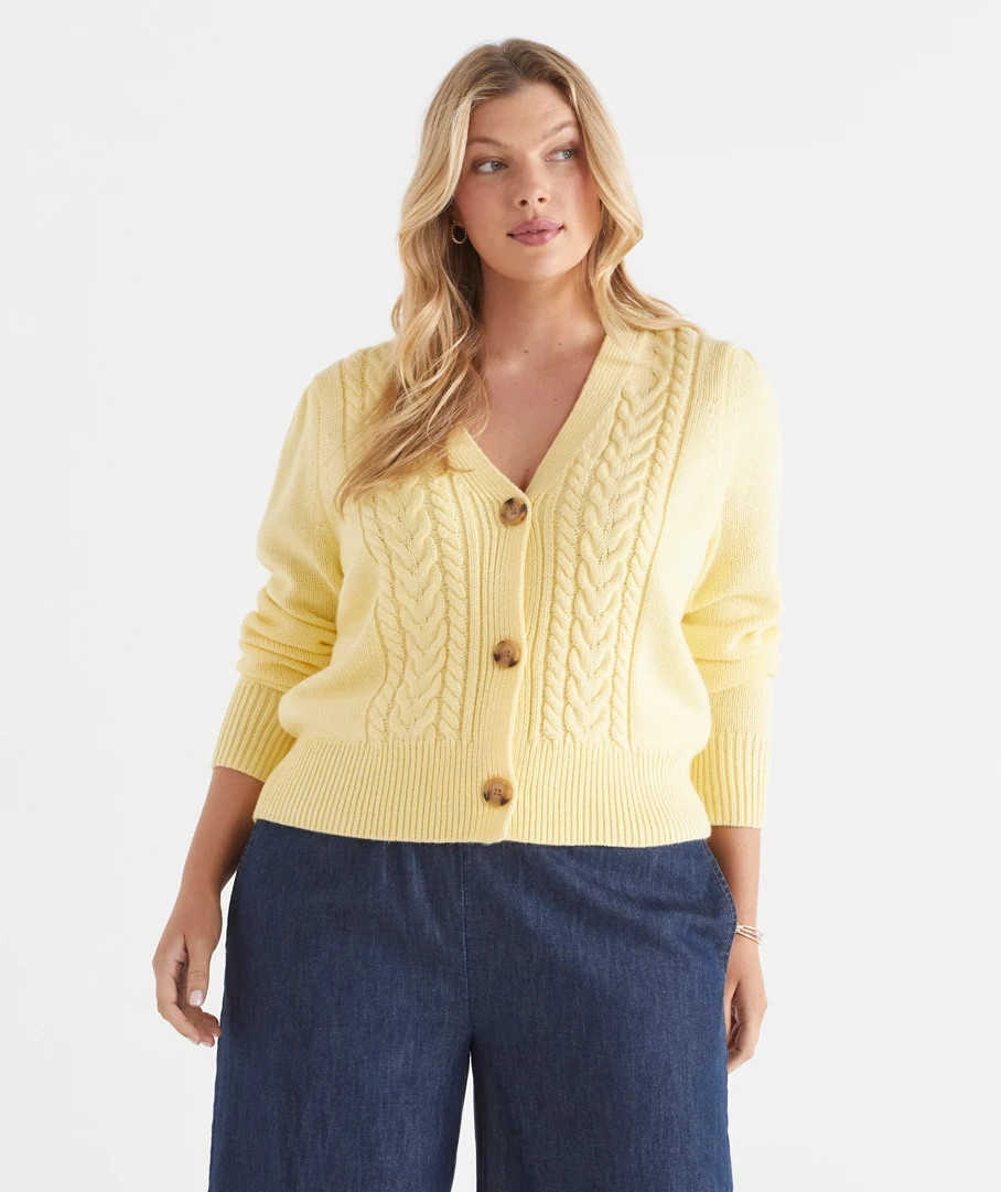 Cable V Neck Cardigan | Sussan