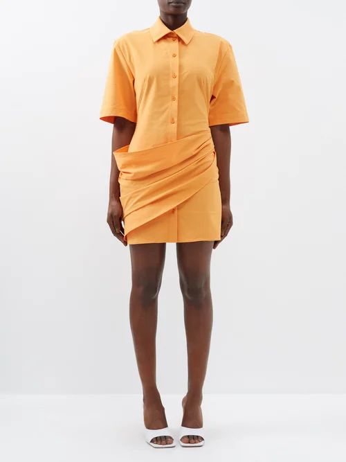 Jacquemus - Cutout Drape-waist Shirt Dress - Womens - Orange | Matches (US)