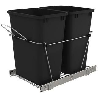 Rev-A-Shelf Double Pull Out Kitchen Waste Containers in Black RV-18KD-18C S - The Home Depot | The Home Depot