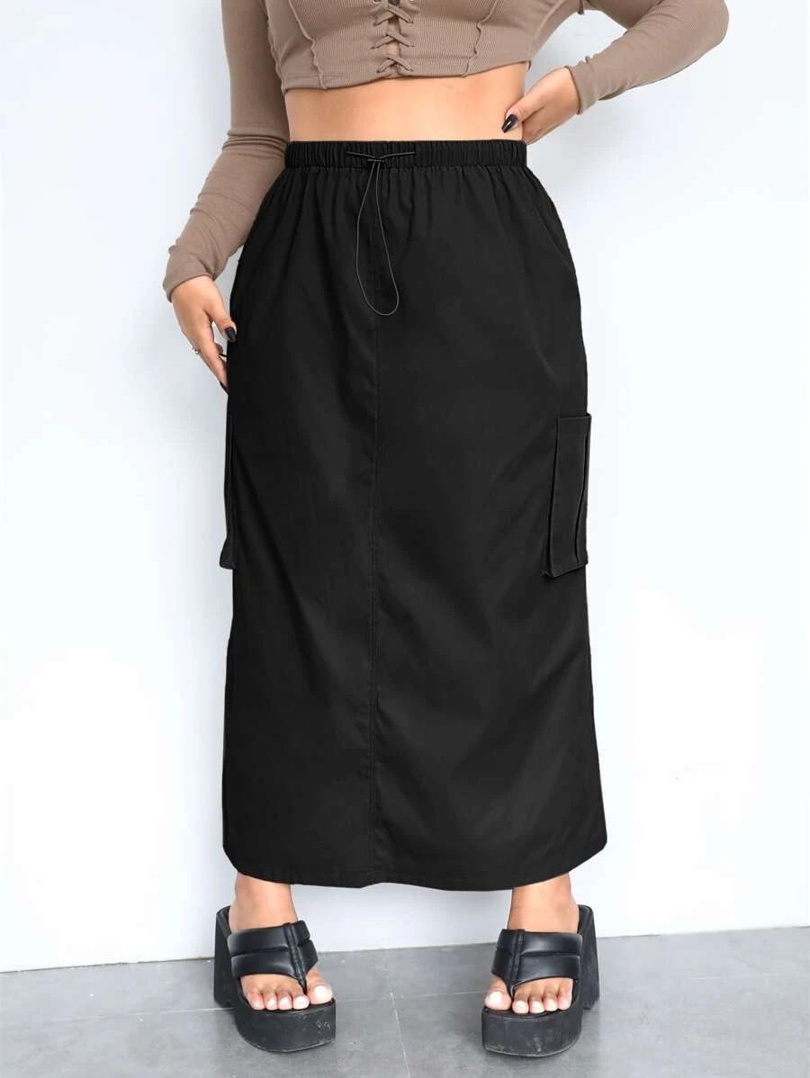 SHEIN ICON Plus Flap Pocket Side Skirt SKU: sf2209307442173437(100+ Reviews)Trending Y2K$18.49$17... | SHEIN