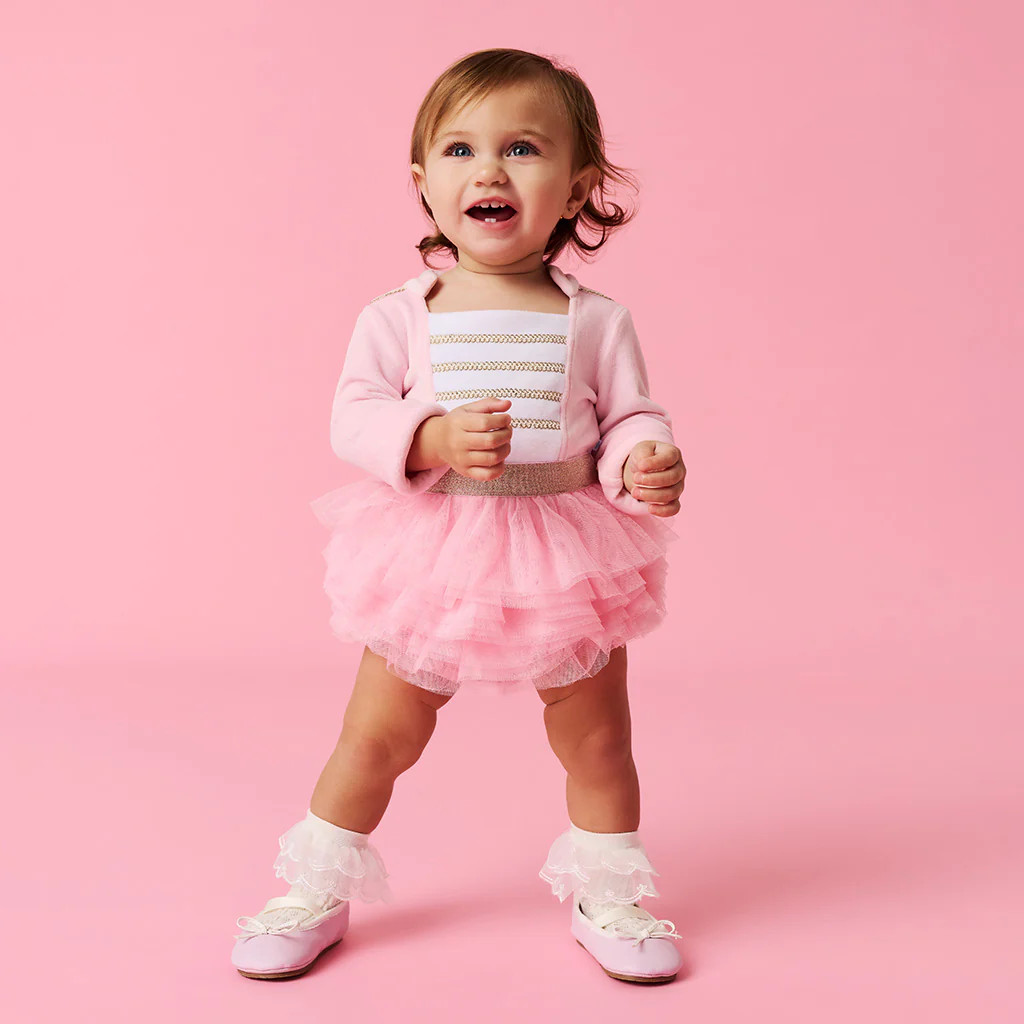 Holiday Pink Girl Tulle Onesie | Posh Pink Nutcracker | Posh Peanut