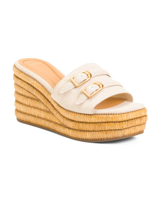 Suede Torino Buckle Wedge Sandals | TJ Maxx