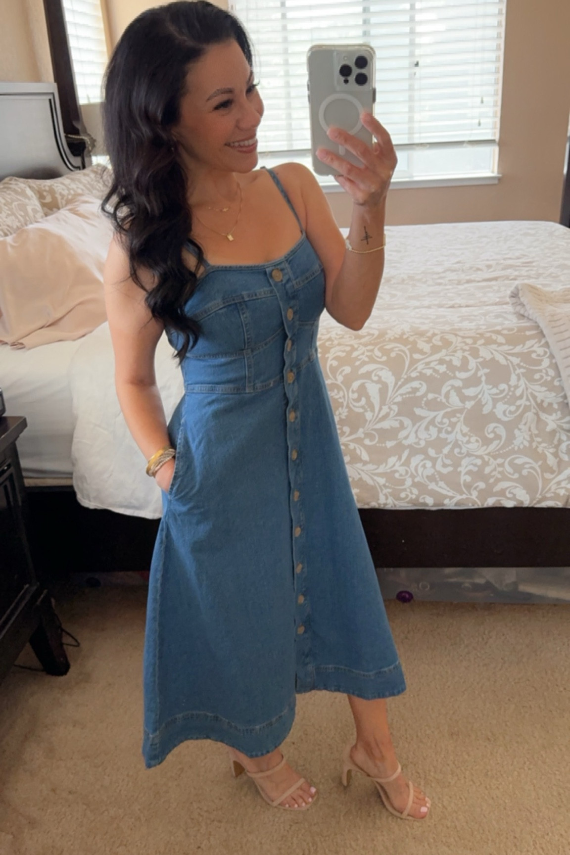 Obsessed with this denim dress! I’m in an XS and the straps are adjustable with a smocked back! 

#LTKFindsUnder50