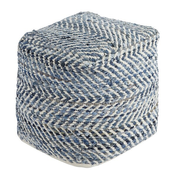 Signature Design by Ashley Chevron Blue Ottoman/Pouf (As Is Item) | Bed Bath & Beyond