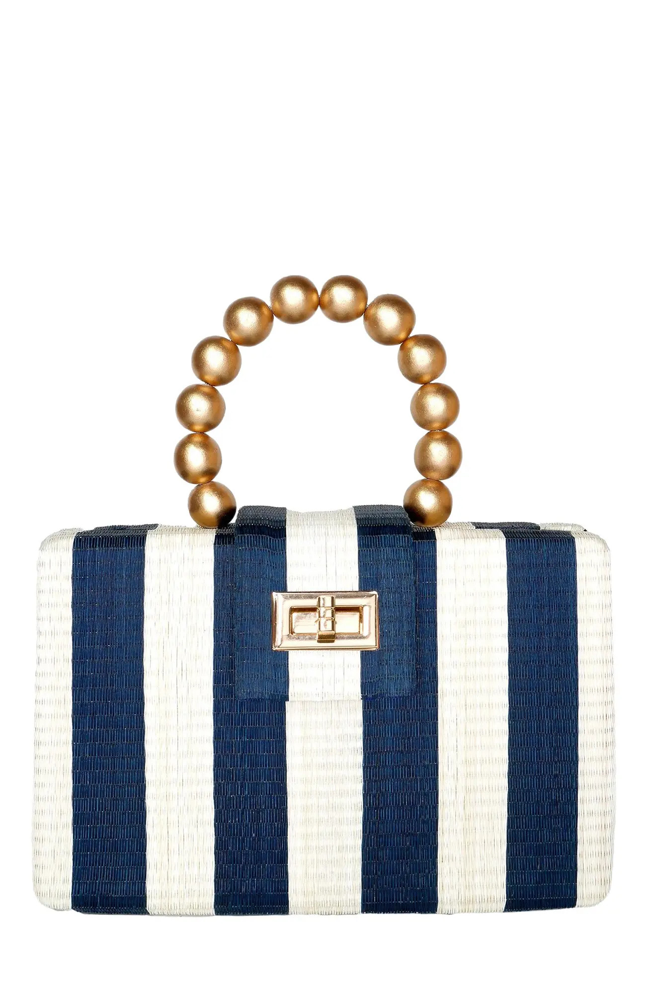 Soli & Sun THE LOUISA Woven Straw Clutch Bag in Red & Pink Stripe at Nordstrom | Nordstrom