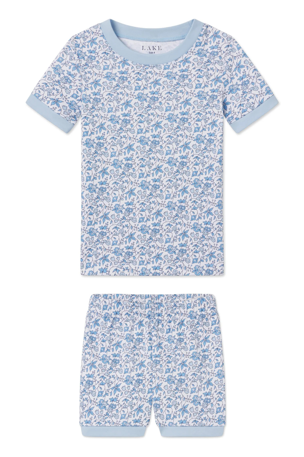 Kids Shorts Set in Delft Blue Garden Floral | Lake Pajamas