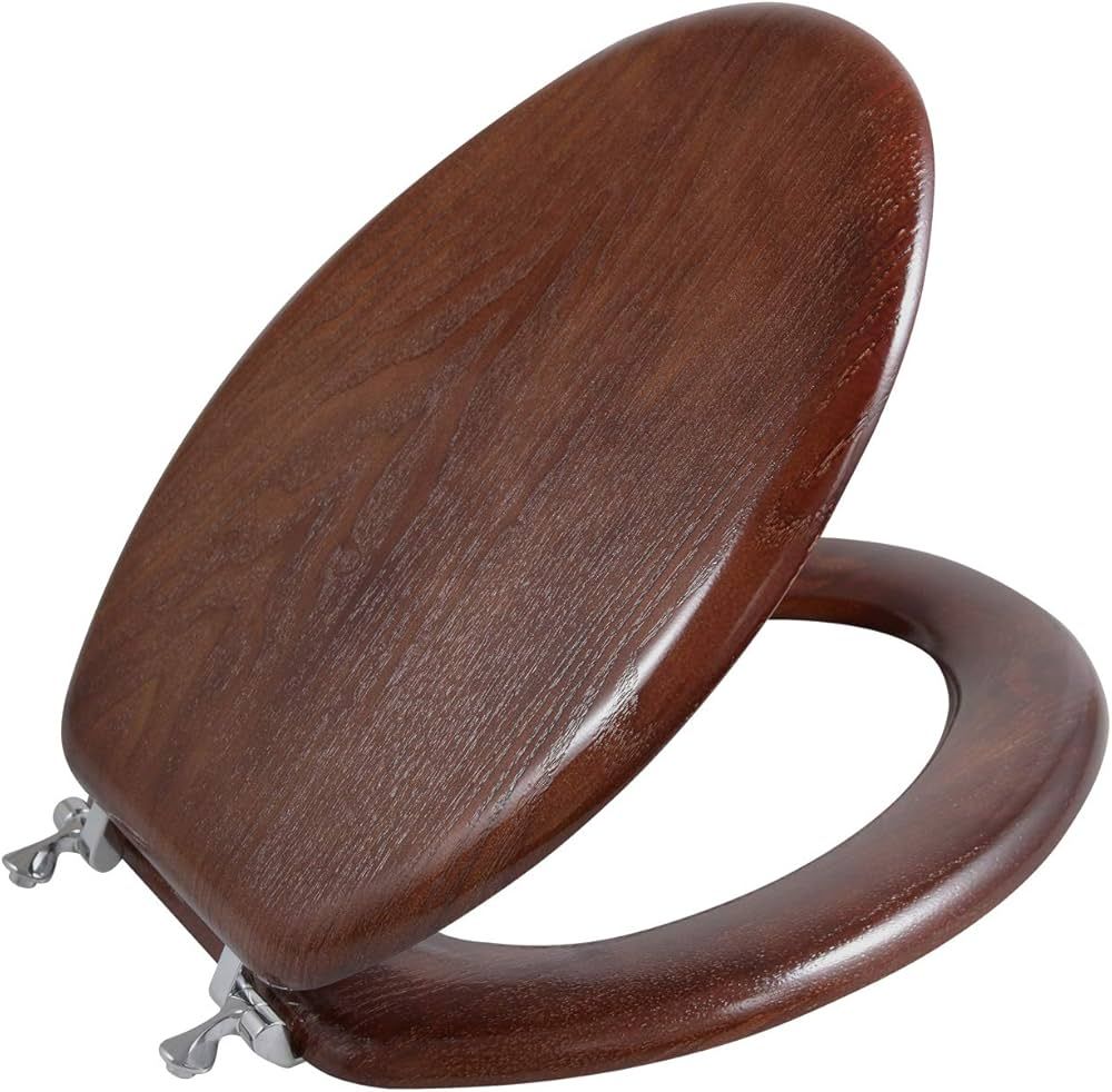 Angel Shield Durable Wood Veneer Natural Toilet Seat Metal Hinged Easy Clean Anti-scratch America... | Amazon (US)