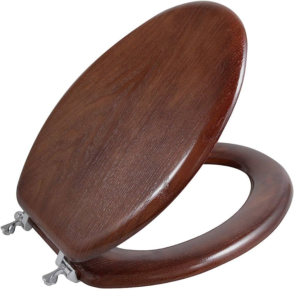 Angel Shield Durable Wood Veneer Natural Toilet Seat Metal Hinged Easy Clean Anti-scratch America... | Amazon (US)