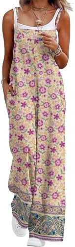 Lepunuo Womens Casual Loose Jumpsuits Summer Boho Wide Leg Rompers Sleeveless Overalls with Pocke... | Amazon (US)