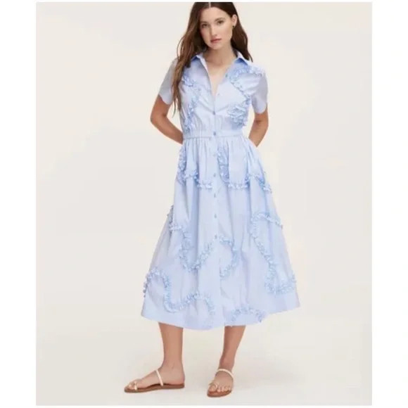 Kate Spade Target Women’s Sz L NWT Blue Stripe Ribbon Shirt Dress Midi A-Line | Poshmark