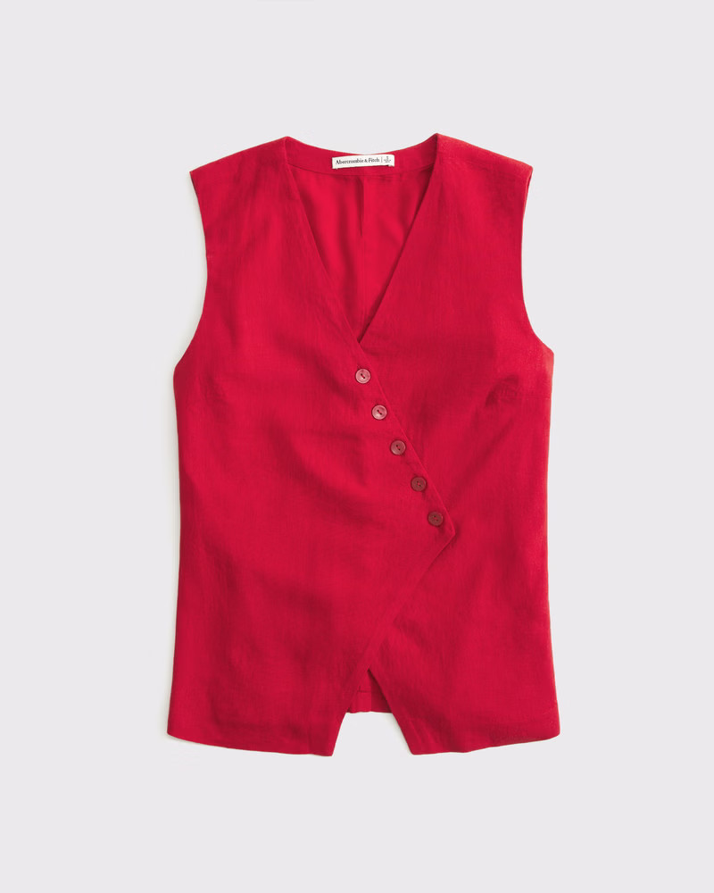 Women's Asymmetrical Linen-Blend Vest | Women's Tops | Abercrombie.com | Abercrombie & Fitch (US)