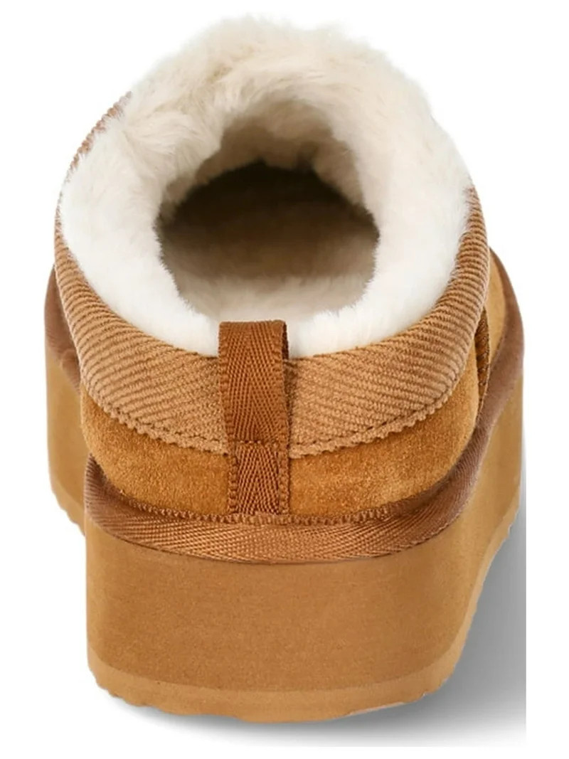 Joyspun Women's Ultra Short Faux Suede Platform Clog Slippers | Walmart (US)