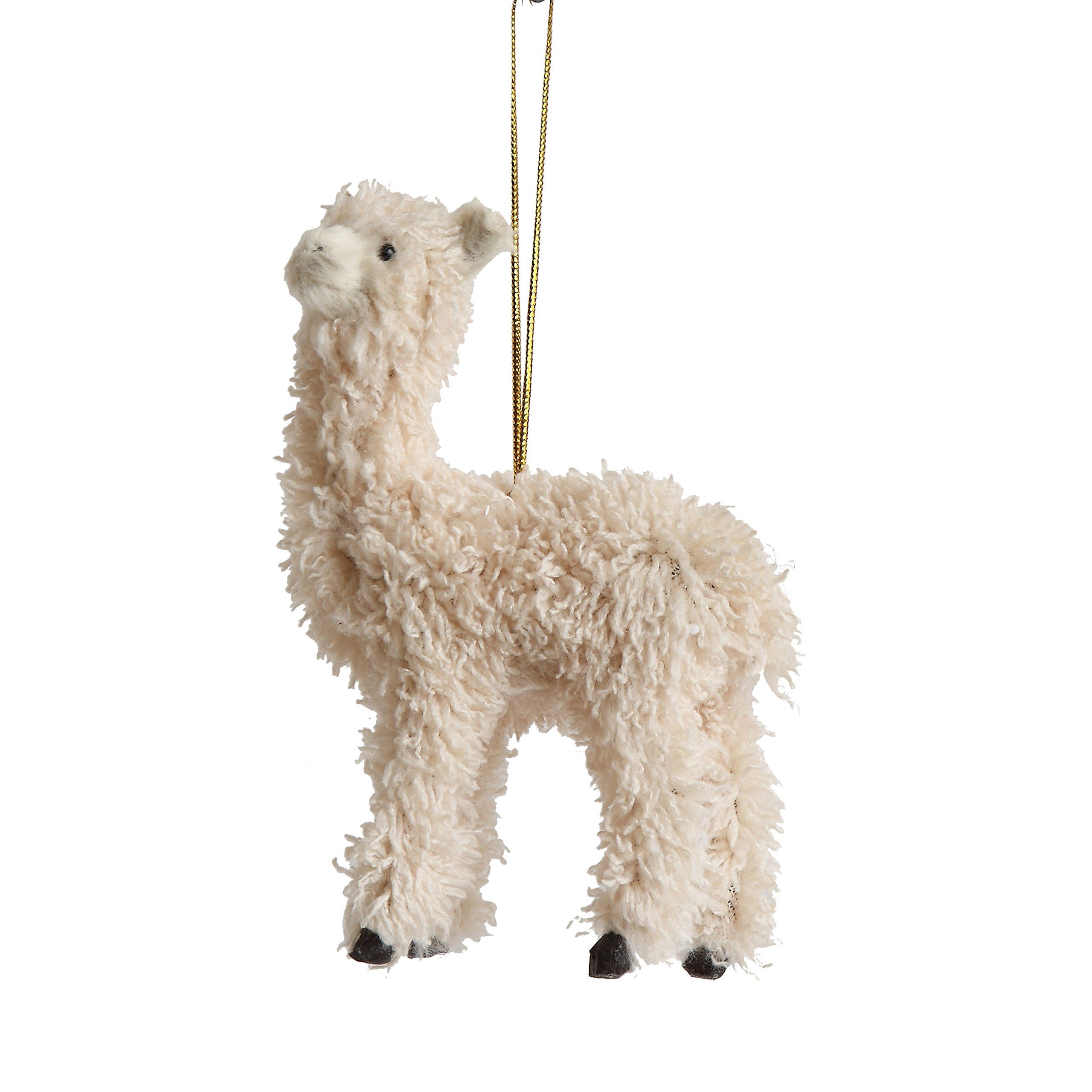 Creative Co-Op Furry Llama Ornament, Cream | Amazon (US)