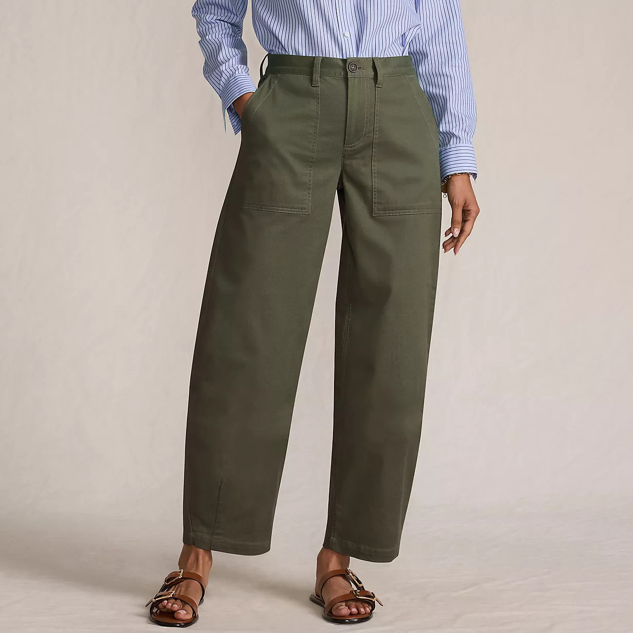 Women's Tall Chino High Rise Barrel Leg Utility Ankle Pants | Lands' End (US)