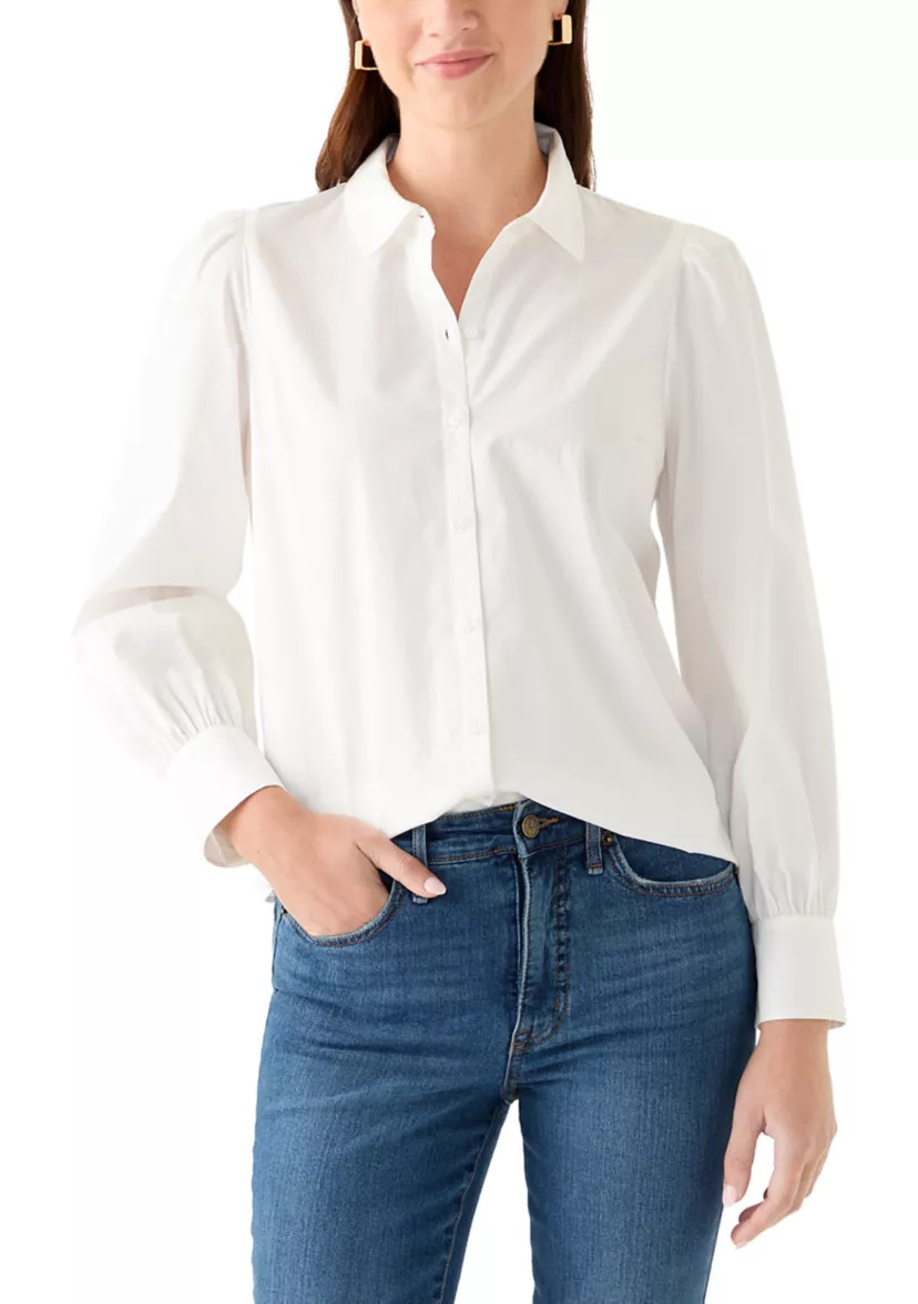 Women's Ballon Sleeve Boyfriend Top | Belk