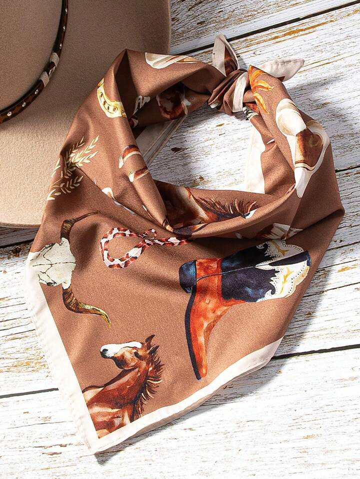 1 Pc Western Paisley Flower Boot Bull Wild West Hat Print Hairband For Women , Headband Hair Acce... | SHEIN