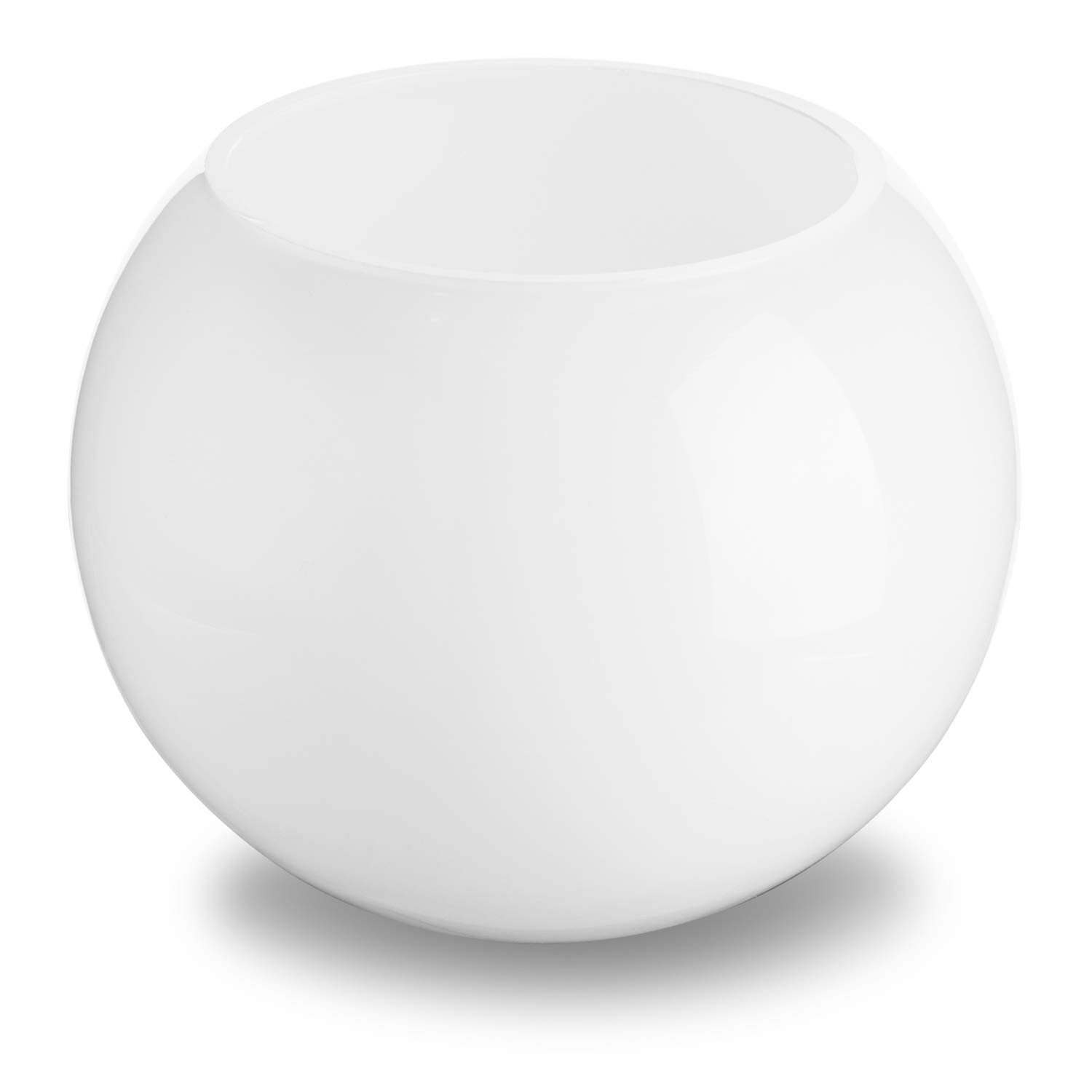 MyGift 7-inch Decorative Small Round Glazed White Succulent Greenery Planter/Glass Flower Vase | Amazon (US)