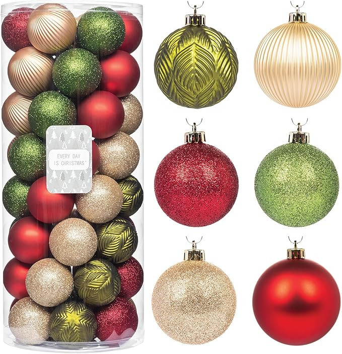 Every Day is Christmas Ornaments, Shatterproof Christmas Tree Ornament Set, Christmas Balls Decor... | Amazon (US)