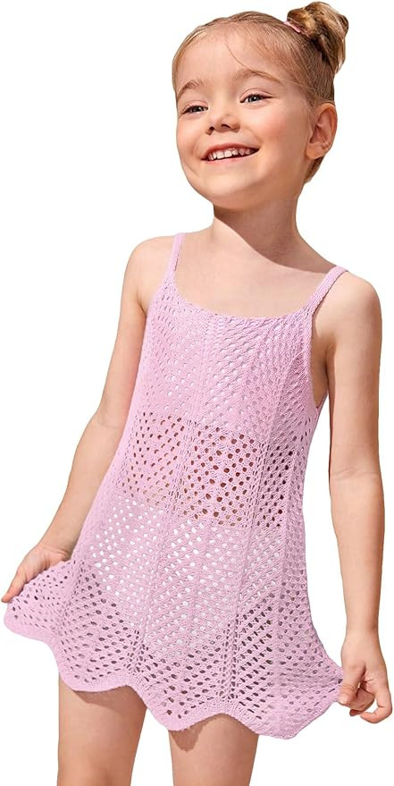 SOLY HUX Toddler Girl's Color Block Cable Knit Swimsuit Cover up Short Beach Cami Dress | Amazon (US)