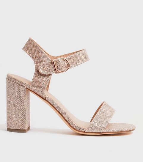 Rose Gold Glitter 2 Part Block Heels
						
						Add to Saved Items
						Remove from Saved Item... | New Look (UK)