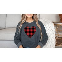 Buffalo Plaid Heart Shirt, Buffalo Valentine Tshirt, Valentines Day Clothing, Womens | Etsy (US)