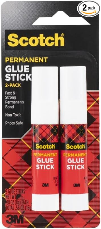 Scotch Permanent Glue Sticks, Acid-Free Non-Toxic Adhesive (2-Pack) – Strong & Fast Bond, No-Me... | Amazon (US)
