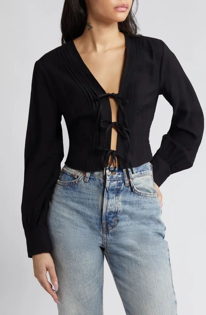 Pintuck Tie Front Blouse | Nordstrom