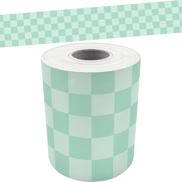Teacher Created Resources Cool for School Green Checkers Straight Rolled Border Trim - 50ft - Dec... | Amazon (US)