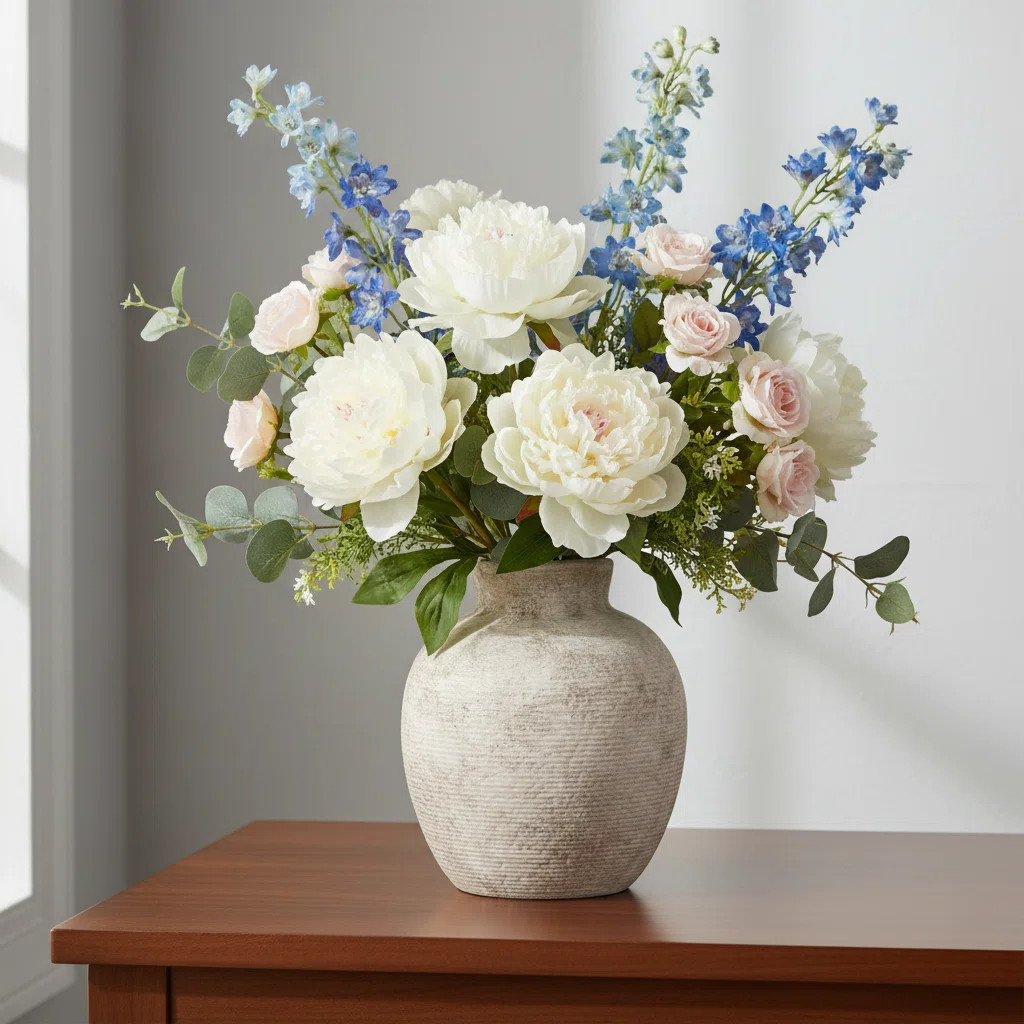 Farmhouse Beige Ceramic Vase, Small Desktop Ornament, Suitable For Living Room Bedroom Kitchen Of... | Wayfair North America