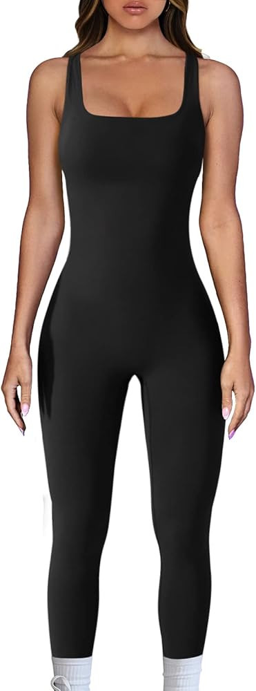 AUTOMET Womens Jumpsuits Unitard Bodysuits Workout Rompers Yoga Sleeveless One Piece Summer Outfi... | Amazon (US)