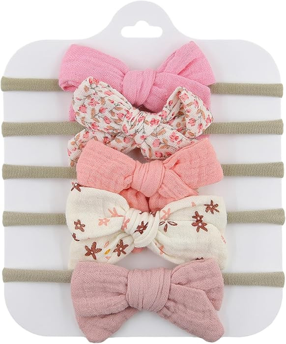 Baby Bows and Headbands Nylon Hair Bows Stretchy Baby Hairbands Hair Accessories for Newborn Babi... | Amazon (US)