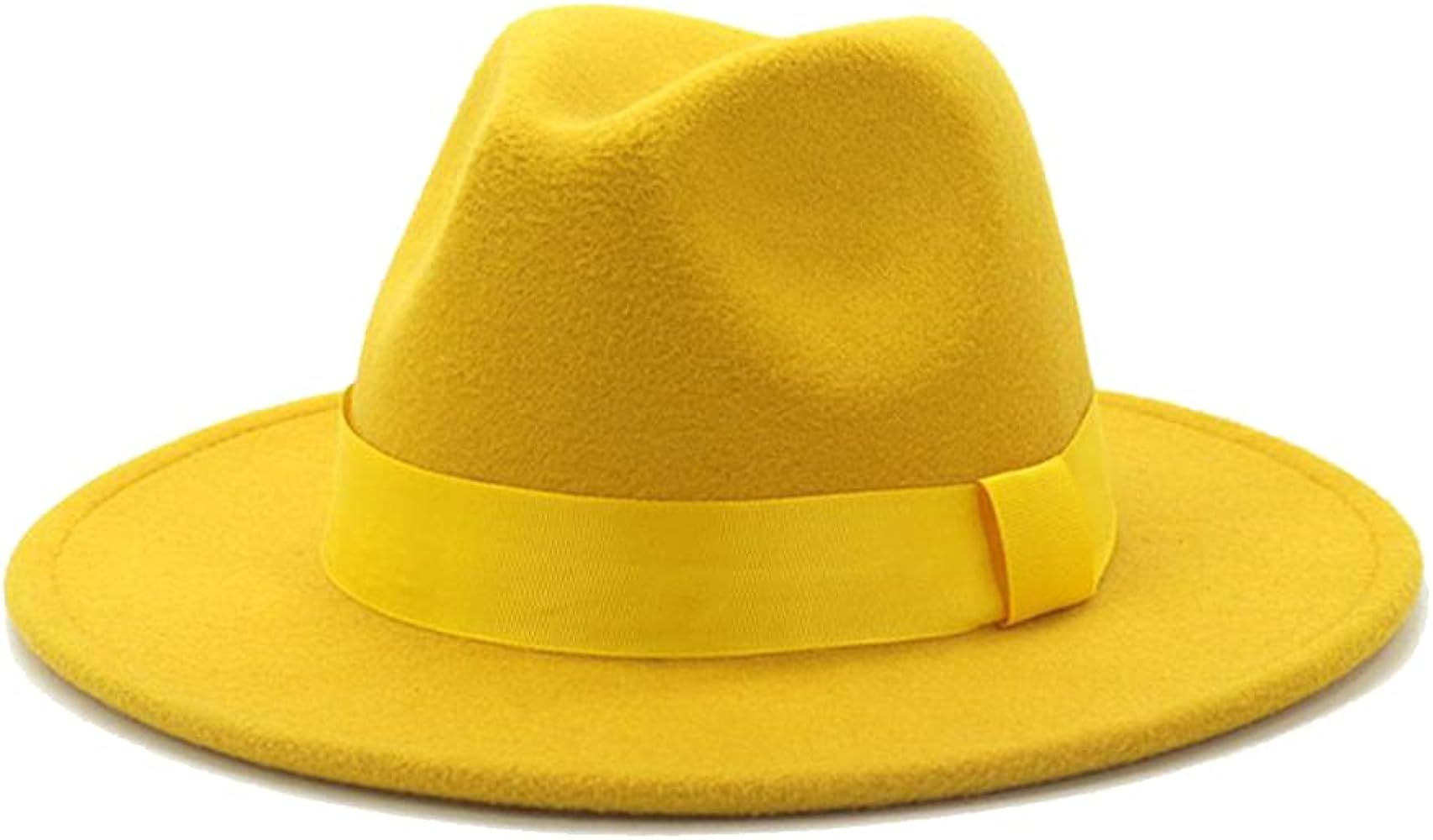 Purple Wool Felt Jazz Fedora Hats Men Women Wide Brim Sombrero Trilby Formal Cap Solid Dress Hat | Amazon (US)