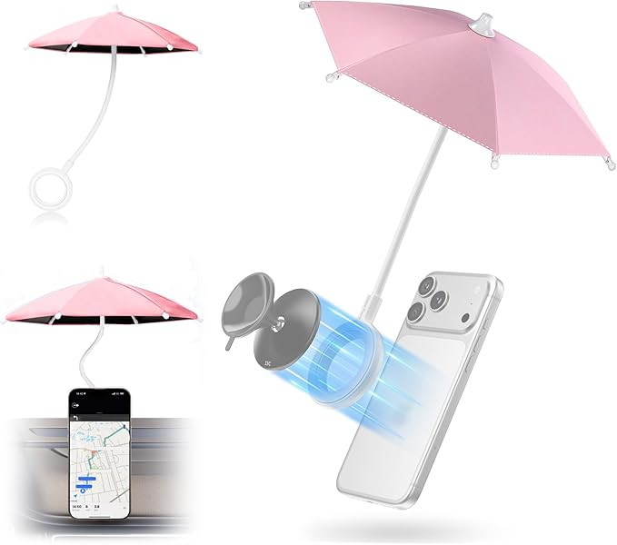 Double Magnetic Phone Umbrella,UPF45+ Phone Sunshade Shield for Sun with 360°Adjust & Black Anti... | Amazon (US)