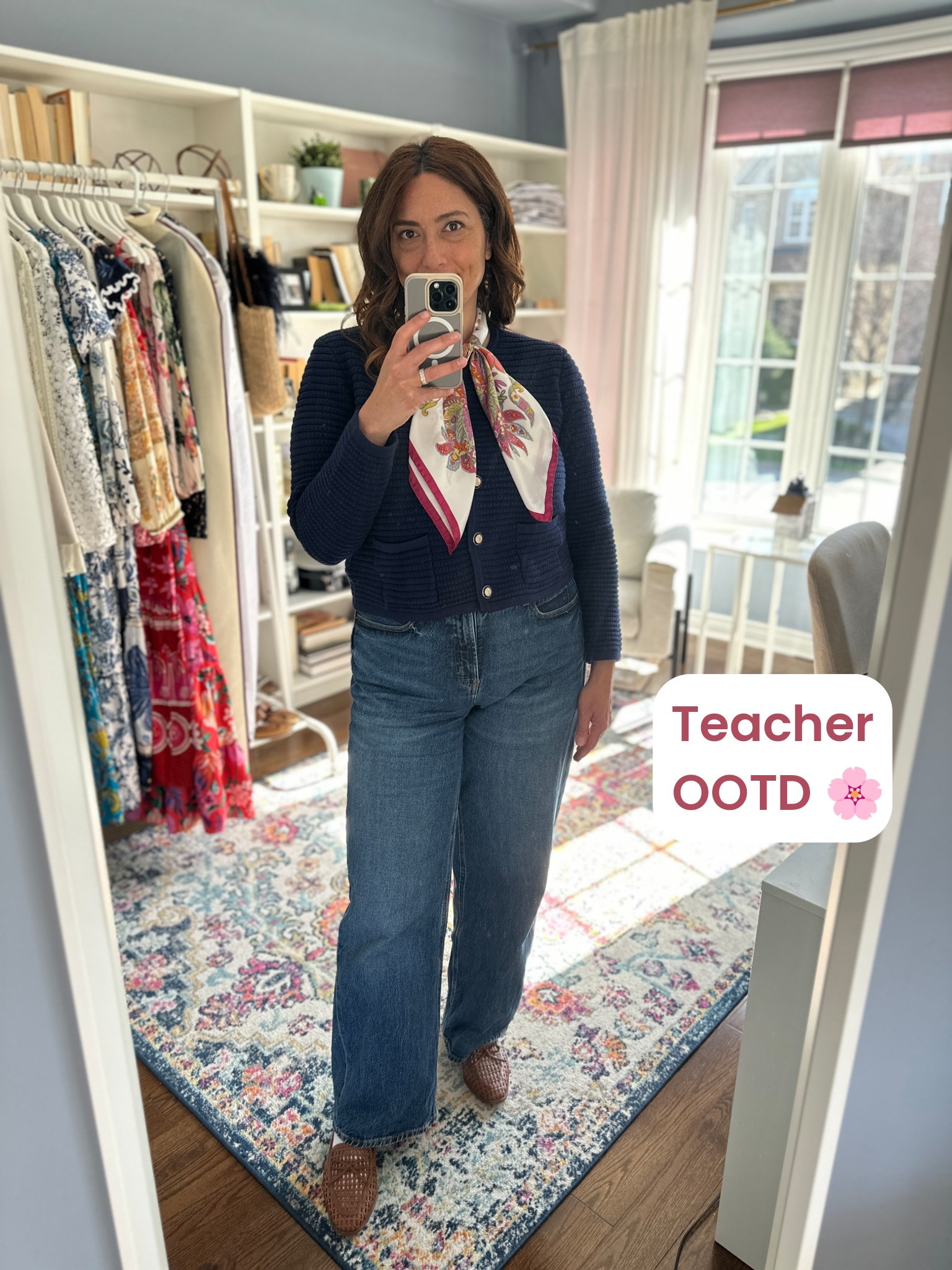 Wearing my go to wide leg jeans that are currently under $25! Wearing a 10. 

#LTKworkwear #LTKmidsize #LTKjeans