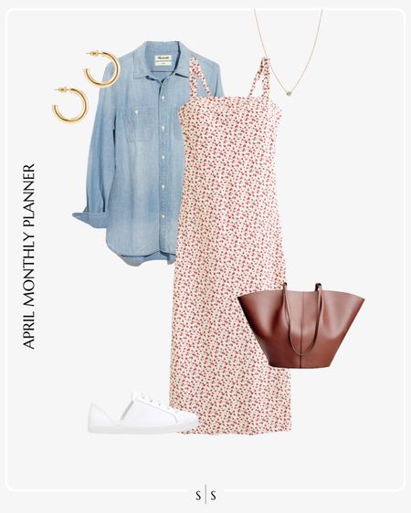 Monthly outfit planner: APRIL: Spring looks | floral dress, chambray shirt, tote bag, white sneakers

See the entire calendar on thesarahstories.com ✨ 


#LTKstyletip