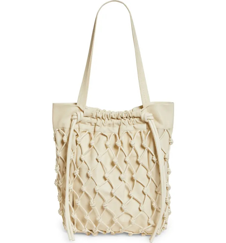 Macramé Drawstring Leather Tote | Nordstrom