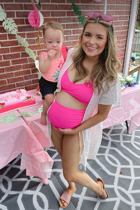 This hot pink maternity swimsuit is so cute! This Amazon maternity swimsuit is under $35 too! 

#LTKunder50 #LTKswim #LTKbump