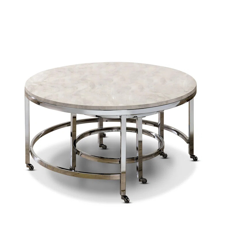 Lucrece Wheel 2 Nesting Tables | Wayfair North America